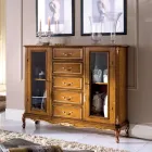 Lounge Display Cabinet in Wood with 2 Doors and 5 Drawers Made in Italy - Richard Viadurini