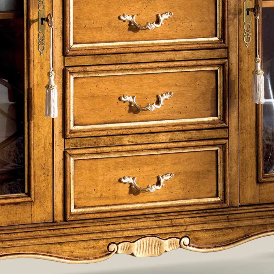 Lounge Display Cabinet in Wood with 2 Doors and 5 Drawers Made in Italy - Richard Viadurini