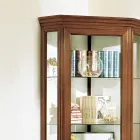 Corner Display Cabinet with 1 Door and 2 Glass Shelves Made in Italy - Denka Viadurini