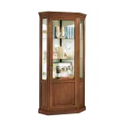 Corner Display Cabinet with 1 Door and 2 Glass Shelves Made in Italy - Denka Viadurini