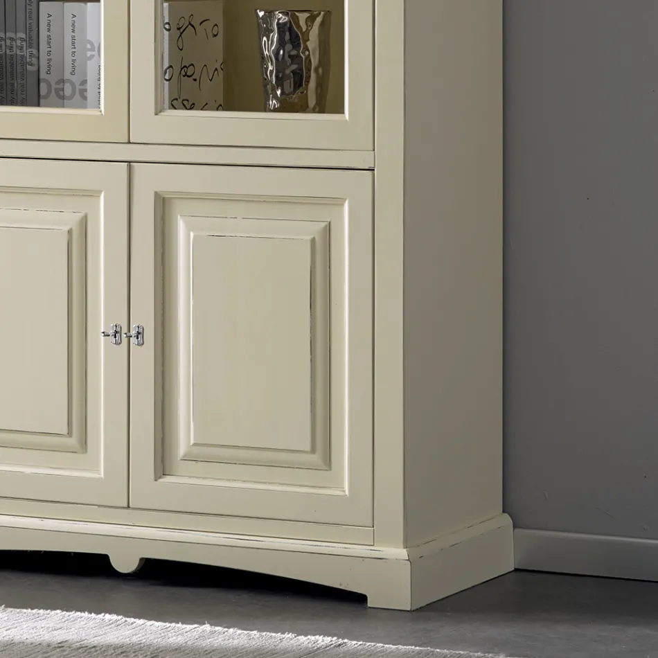 Display cabinet with 2 wooden doors and 2 glass doors Made in Italy - Fenrir Viadurini