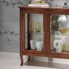 Showcase with Glass Shelves and Upholstered Back Made in Italy - Assur Viadurini