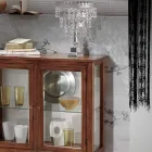 Showcase with Glass Shelves and Upholstered Back Made in Italy - Assur Viadurini