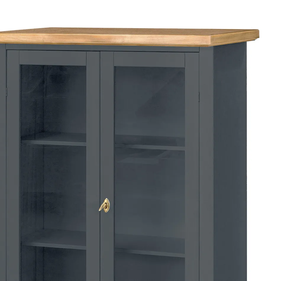 Wooden display cabinet with 1 drawer, 2 doors and 2 shelves Made in Italy - Nanna Viadurini