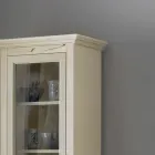 Wooden display cabinet with patinated ivory finish. Made in Italy - Fosta Viadurini