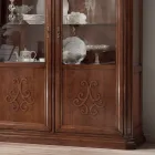 Wooden display cabinet in patinated walnut finish with lily decoration Made in Italy - Women Viadurini